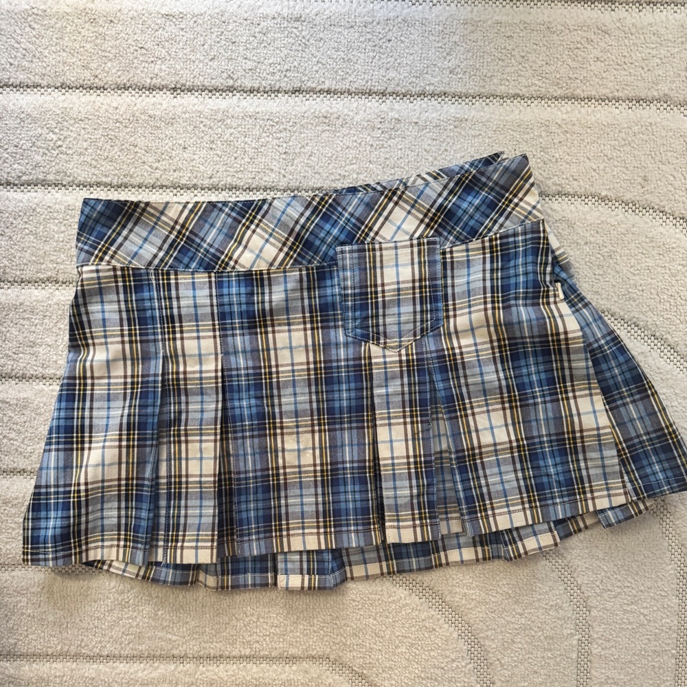 Abercrombie & Fitch | plaid vintage tennis pleated blue mini skirt women 6 y2k